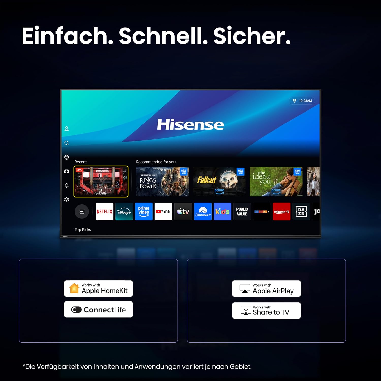 Hisense 40E4DS Fernseher 40 Zoll, 4K FHD Smart TV, Hi-View AI Engine, 60Hz Game Mode, Natural Colour Enhancer, Dolby Audio