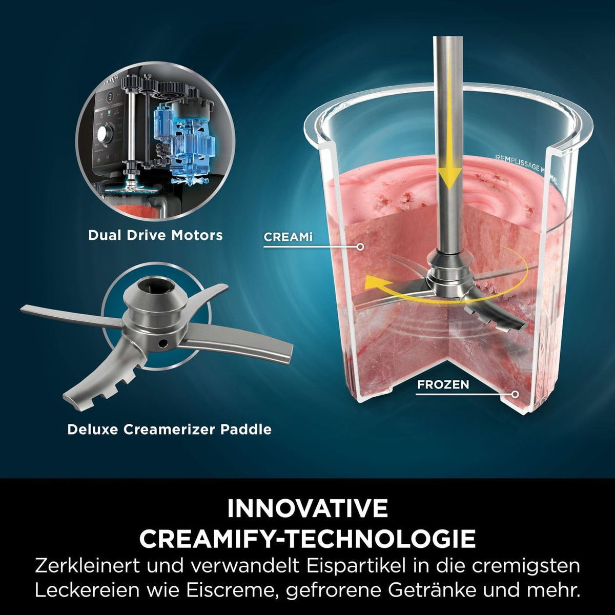 Ninja CREAMi Deluxe Eis-und Eisgetränkmaschine, mit 2 Bechern, Silber