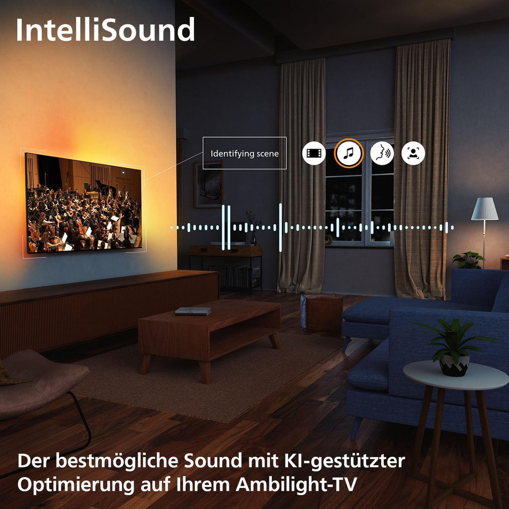 PHILIPS Ambilight 55MLED910 Mini LED 4K Smart TV - 55 Zoll Display mit P5 Perfect Picture Engine Ultra HD, Titan OS, Dolby Vision Und Dolby Atmos Sound
