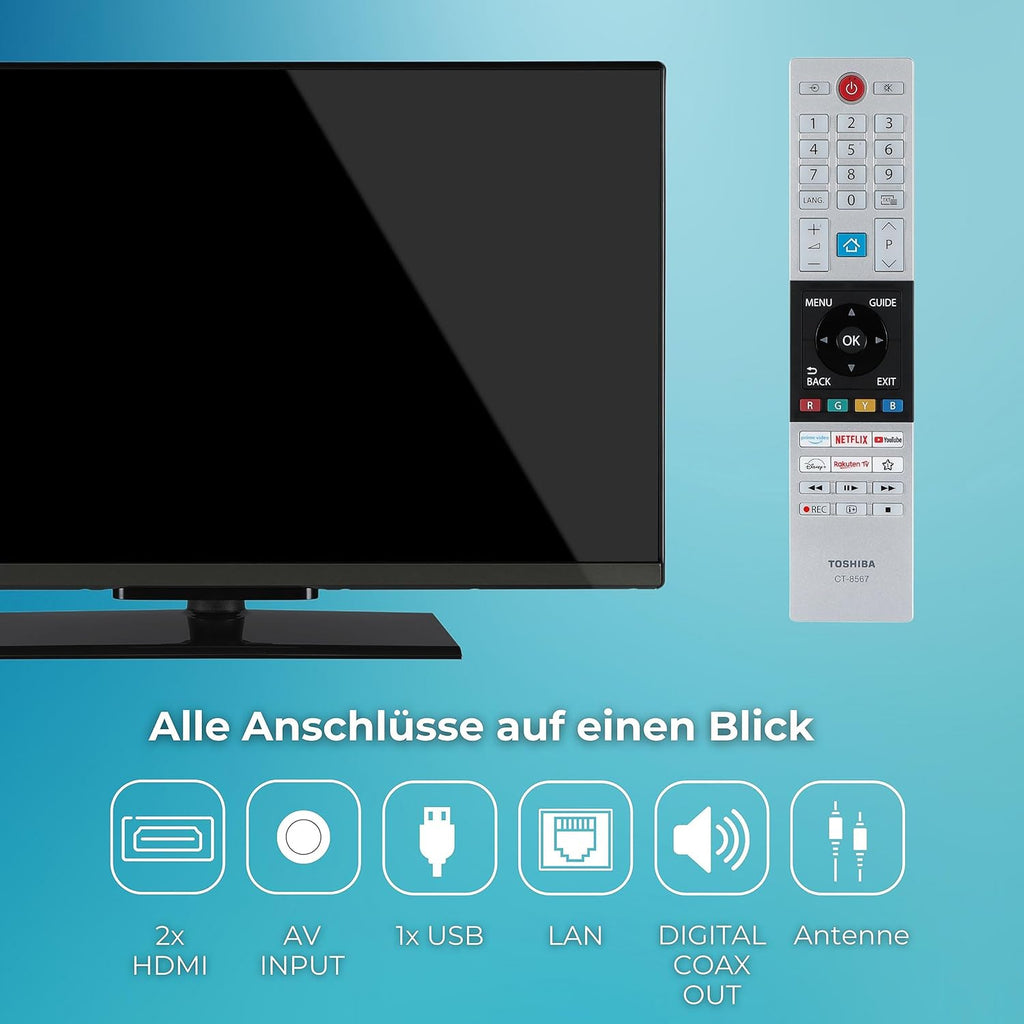 Toshiba 32LV3F63DAZ Fernseher 32 Zoll VIDAA Smart TV mit Full HD Auflösung