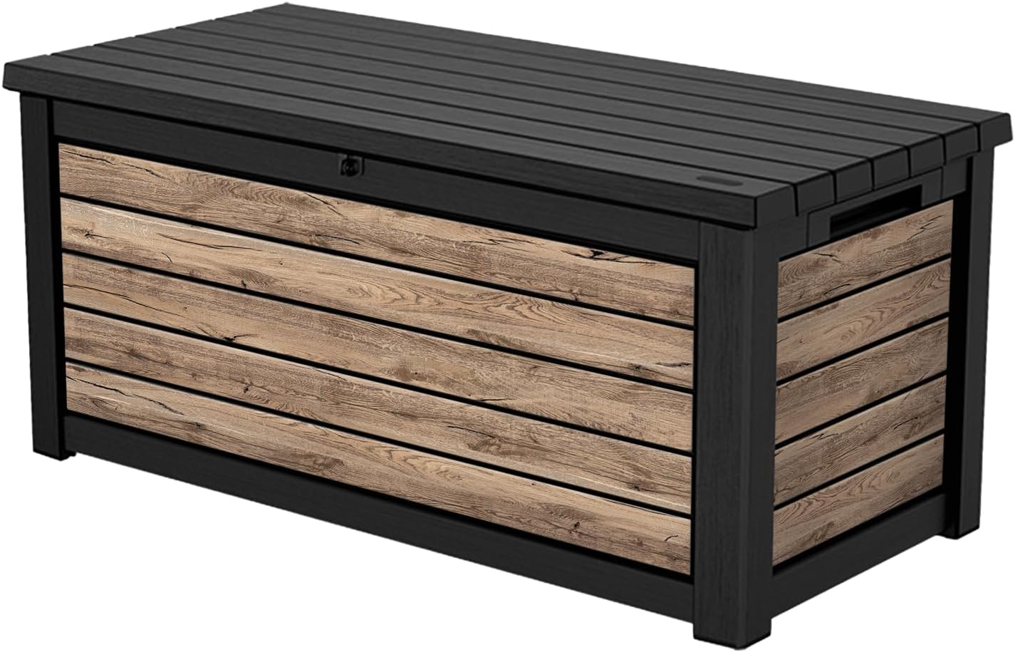 Keter Auflagenbox/Kissenbox 623 Liter l 157x72x69 cm l 100% Wasserdicht l mit Belüftung dadurch kein übler Geruch/Schimmel l Moderne Holzoptik l Deckel belastbar bis 250 KG Modell 2027