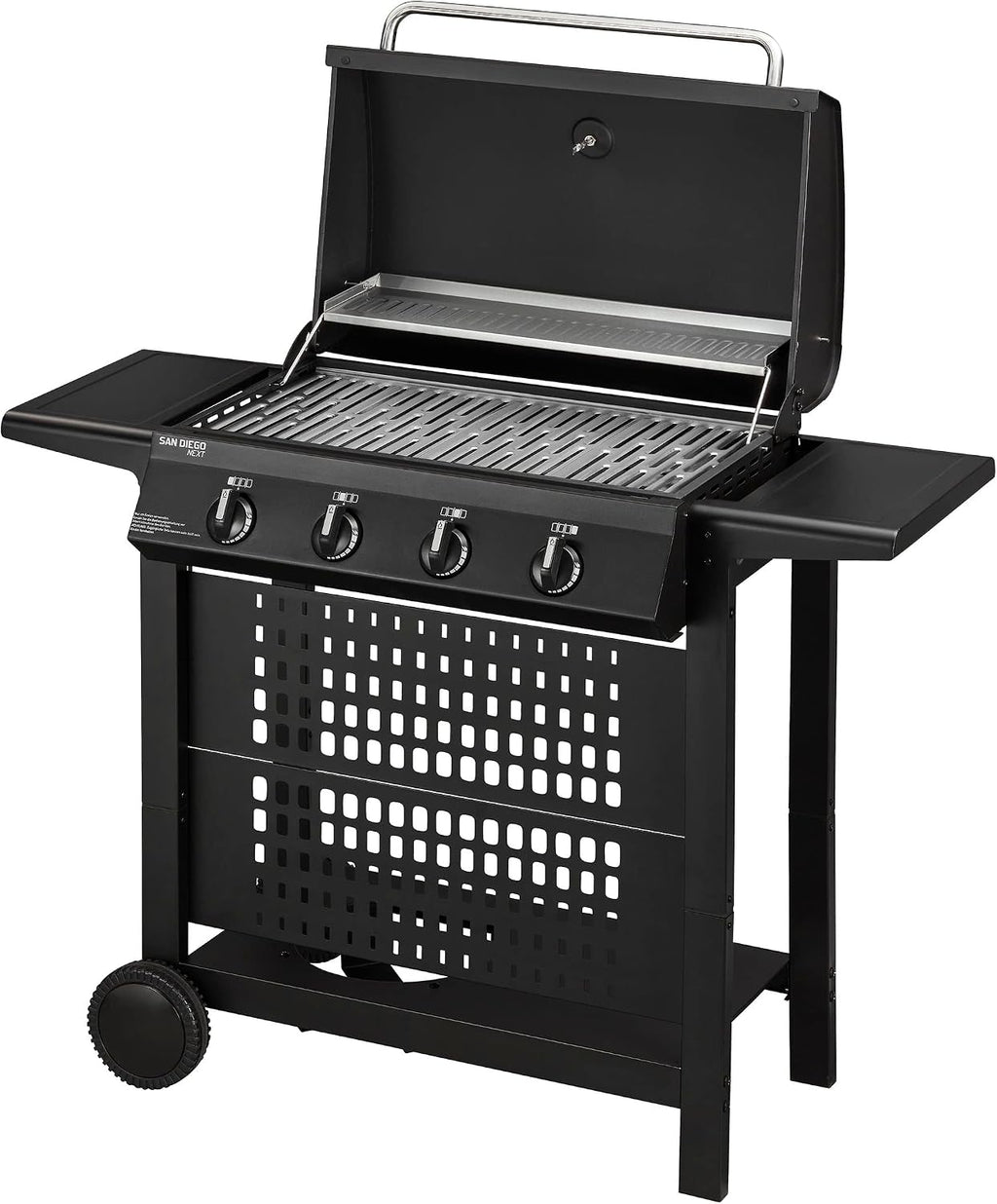 Enders Gasgrill SAN DIEGO NEXT 4, 4 Brenner aus Edelstahl, mit Grillthermometer, kleiner Gasgrill, Camping, Edelstahlrost, Balkon Gas Grill,stabile Seitenablagen #80176