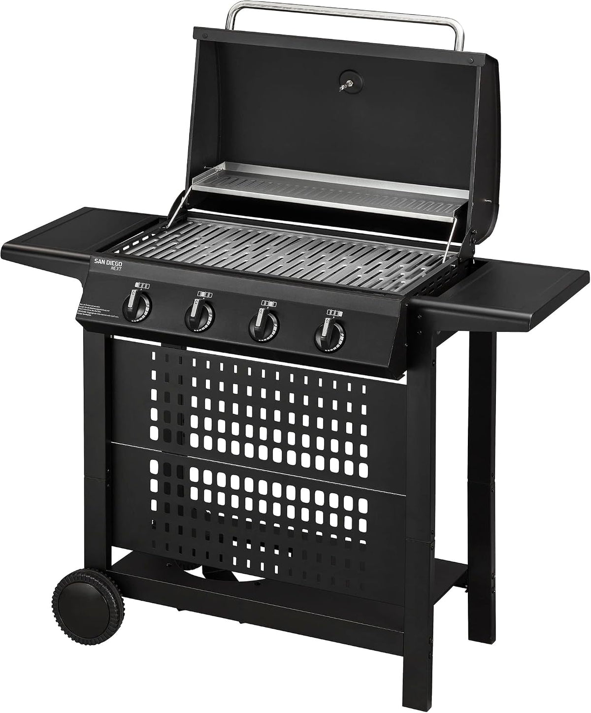 Enders Gasgrill SAN DIEGO NEXT 4, 4 Brenner aus Edelstahl, mit Grillthermometer, kleiner Gasgrill, Camping, Edelstahlrost, Balkon Gas Grill,stabile Seitenablagen #80176