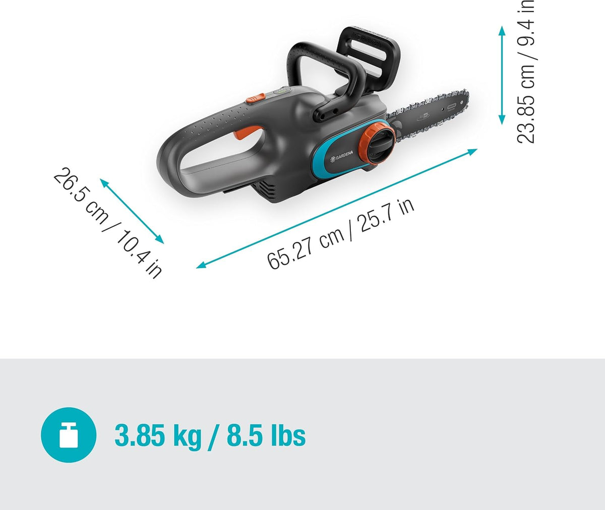 Gardena Akku-Kettensäge PowerSaw 250/18V P4A solo: Oregon Kette, Ergonomisch, Geräuscharm, Kettenbremse, Kabellos (14790-55)