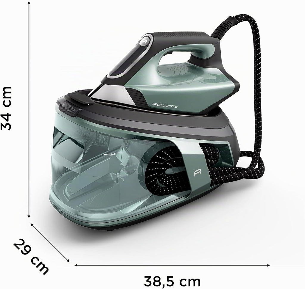 Rowenta Force Pro 500 Dampfbügelstation, 2800 W, 130 g/min variable Dampfmenge, Dampfstoß von 600 g/min, spart Energie, Quicksteam-Technologie, Eucalyptus/Schwarz, VR9042F0