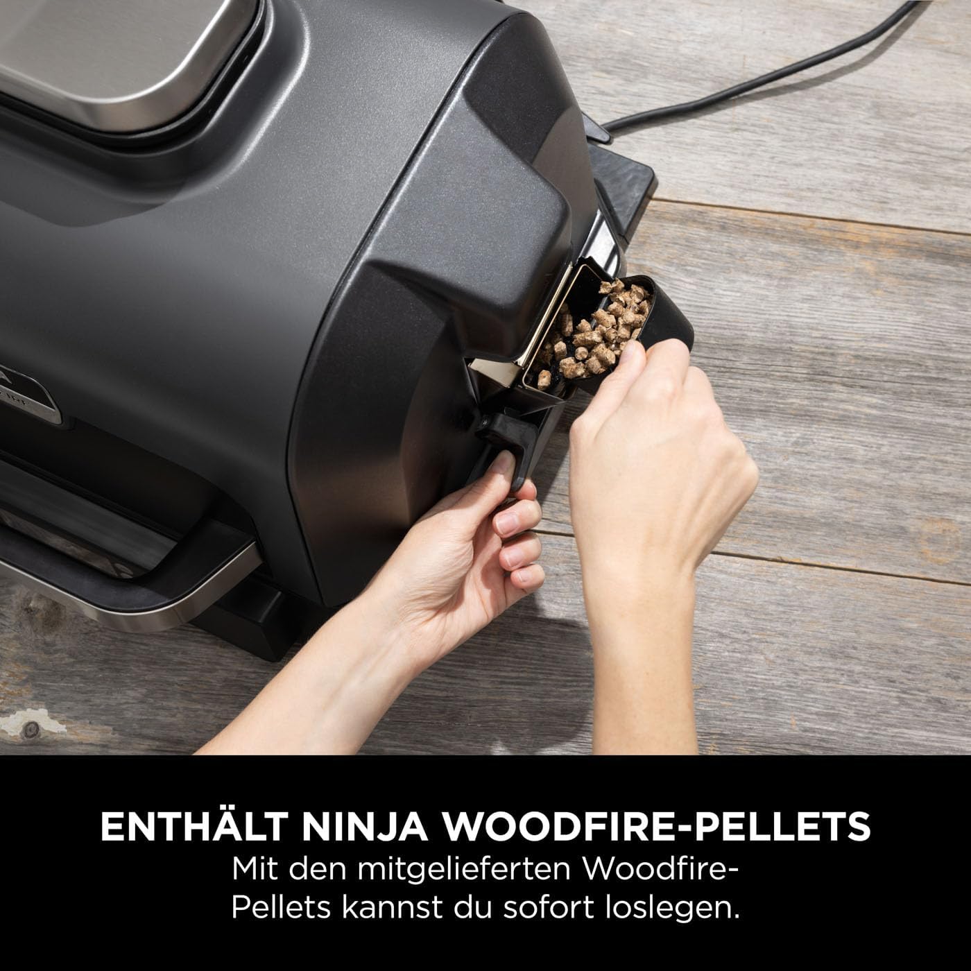 Ninja Woodfire Pro XL Elektrogrill, Holzfeuer-Pellets, wetterfest, OG850EU