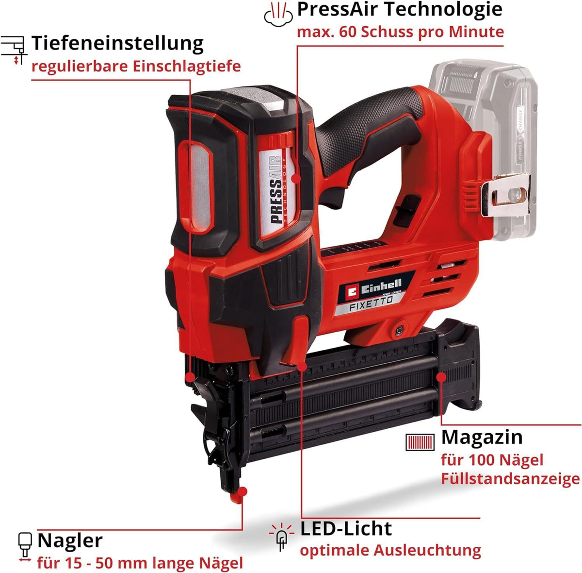 Einhell Professional Akku-Nagler FIXETTO 18/50 N