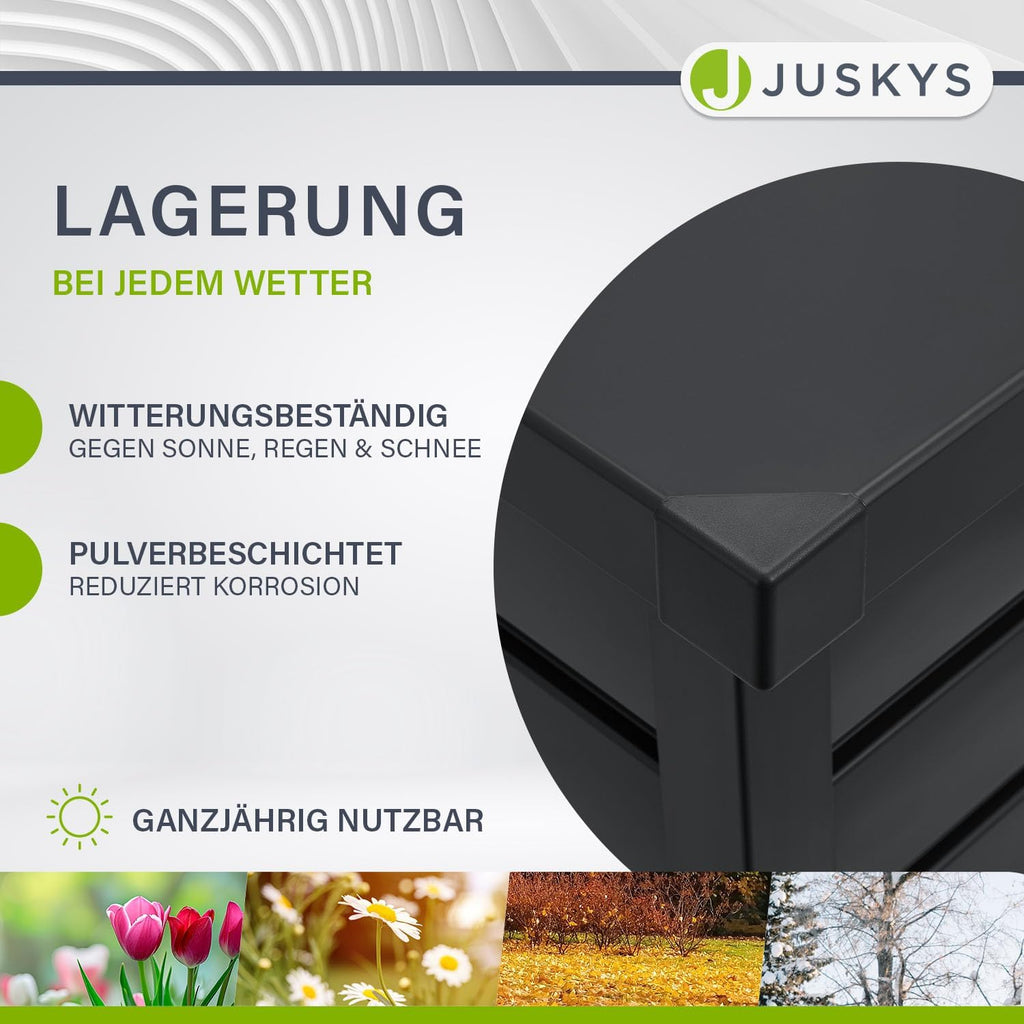Juskys Metall Aufbewahrungsbox Limani 380 Liter - Outdoor Box - wasserdicht, abschließbar - Gartenbox, Auflagenbox, Kissenbox für Garten Anthrazit