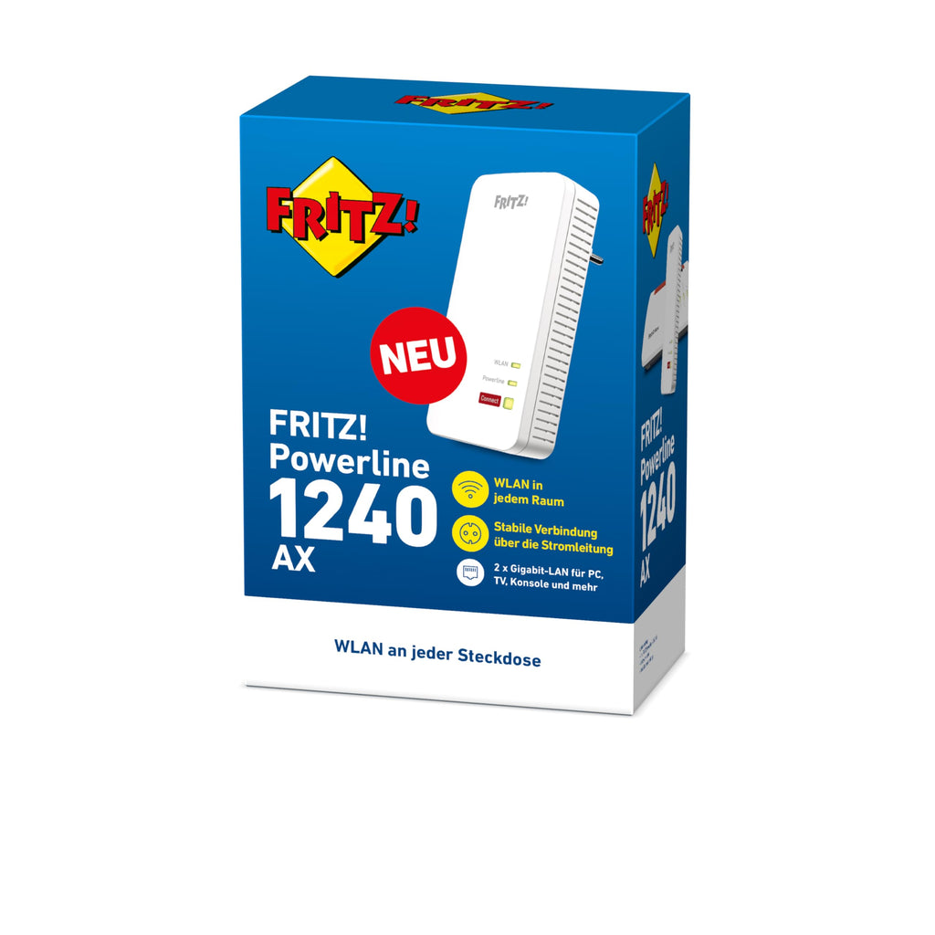 FRITZ!Powerline 1240 AX Set – Wi-Fi 6 Powerline mit WLAN & 1.200 MBit/so