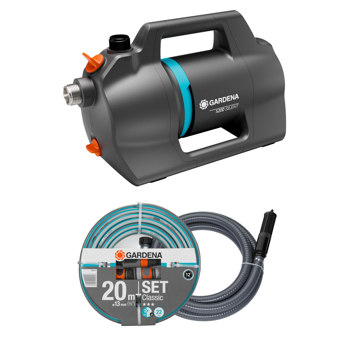 Gardena Gartenpumpe 5400 Silent Pumpen: 26% mehr Wasserdurchfluss bei gleichem Energieverbrauch im Vergleich zum Vorgänger-Modell*, Leise im Betrieb (09086-20)