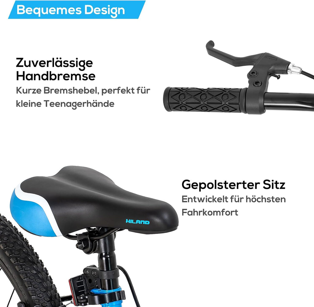HILAND Climber Kinderfahrrad 20 Zoll, Mountainbike für Kinder 5–10 Jahre, Fahrrad für Jungen und Mädchen mit V-Bremse und Step-Through-Stahlrahmen