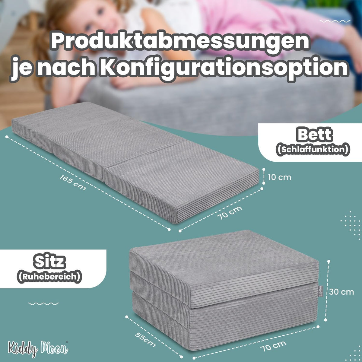 KiddyMoon Kinder Matratzen Aufklappen aus Schaumstoff Kindermatratze Kinderzimmer Faltmatratze
