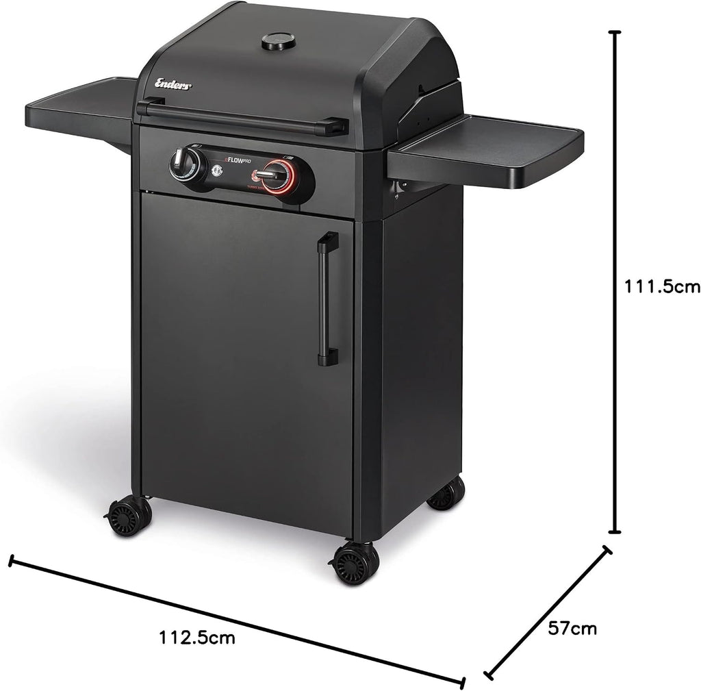 Enders Elektrogrill eFLOW PRO 2 TURBO SHADOW, Gussrost SWITCH GRID, TURBO ZONE für heiße Temperaturen, SIMPLE CLEAN Reinigungssystem, Aluguss an Garhaube & Brennkammer, Grillwagen #97126