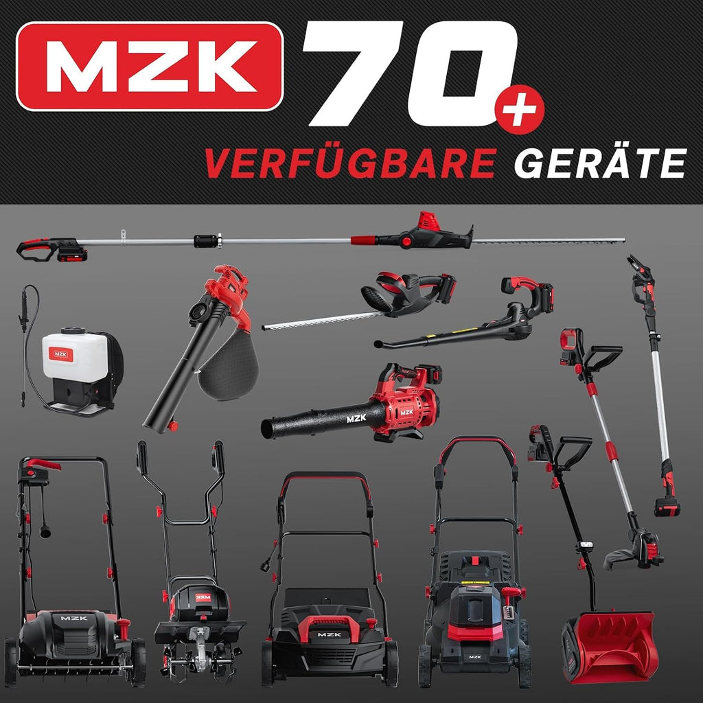 MZK 20 V Leaf Blower Wireless & Ultra Light with 2 x 4.0Ah Batteries and Charger, 210 km/h & 770 m³/h, Red, for Garden, Patio and Yard