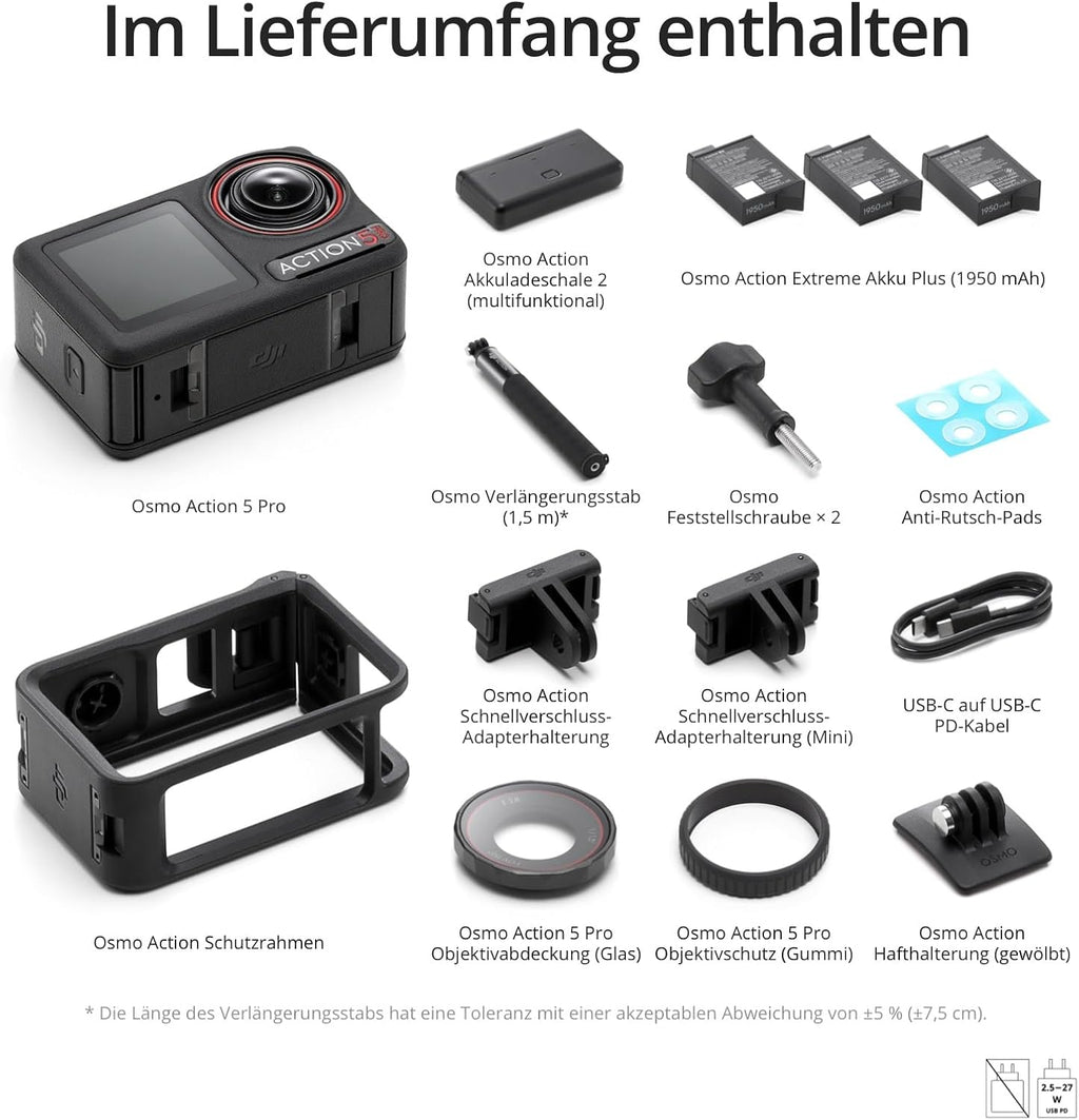 DJI Osmo Action 5 Pro Adventure Combo, 4K-Action-Cam für Reisen/Vlog