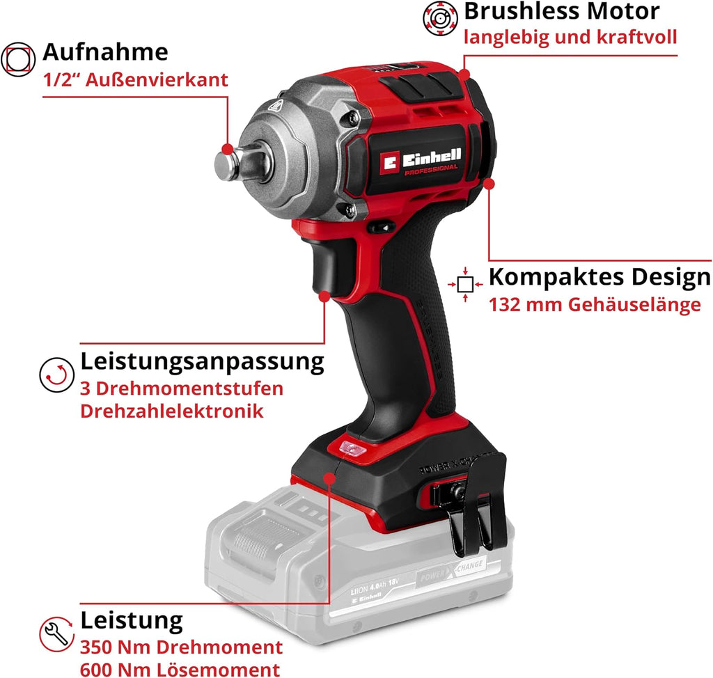 Einhell Professional Akku-Schlagschrauber TP-CW 18/350-C Li BL-Solo