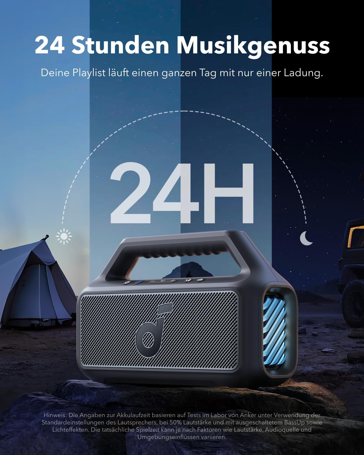 soundcore by Anker Boom 2 Outdoor Speaker, 80 W, Subwoofer, BassUp 2.0 | 24h Battery, IPX7 Waterproof & Floats, LED Light, EQ, BT 5.3, Mobile Bluetooth Speaker, Camping, Beach, Garden