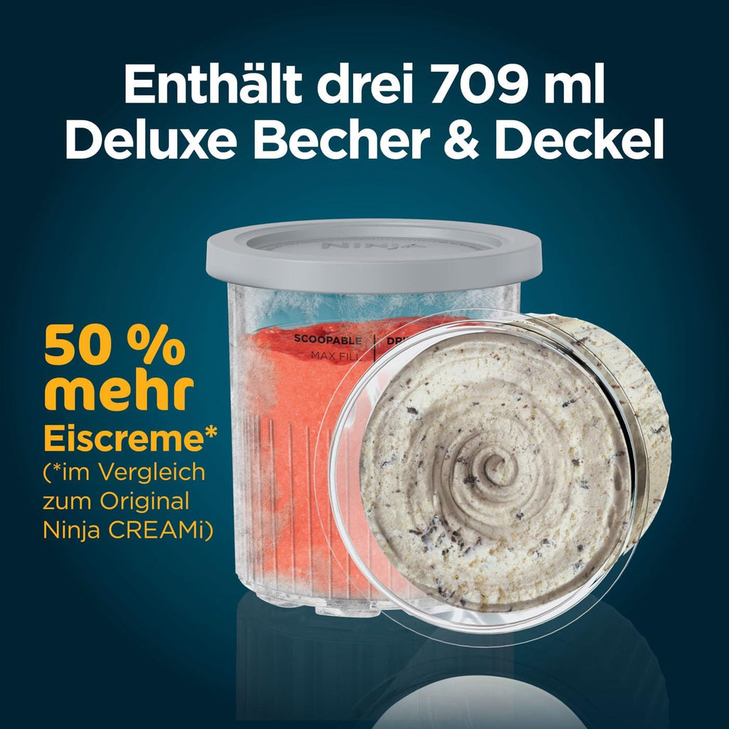 Ninja CREAMi Deluxe Eis-und Eisgetränkmaschine, mit 2 Bechern, Silber