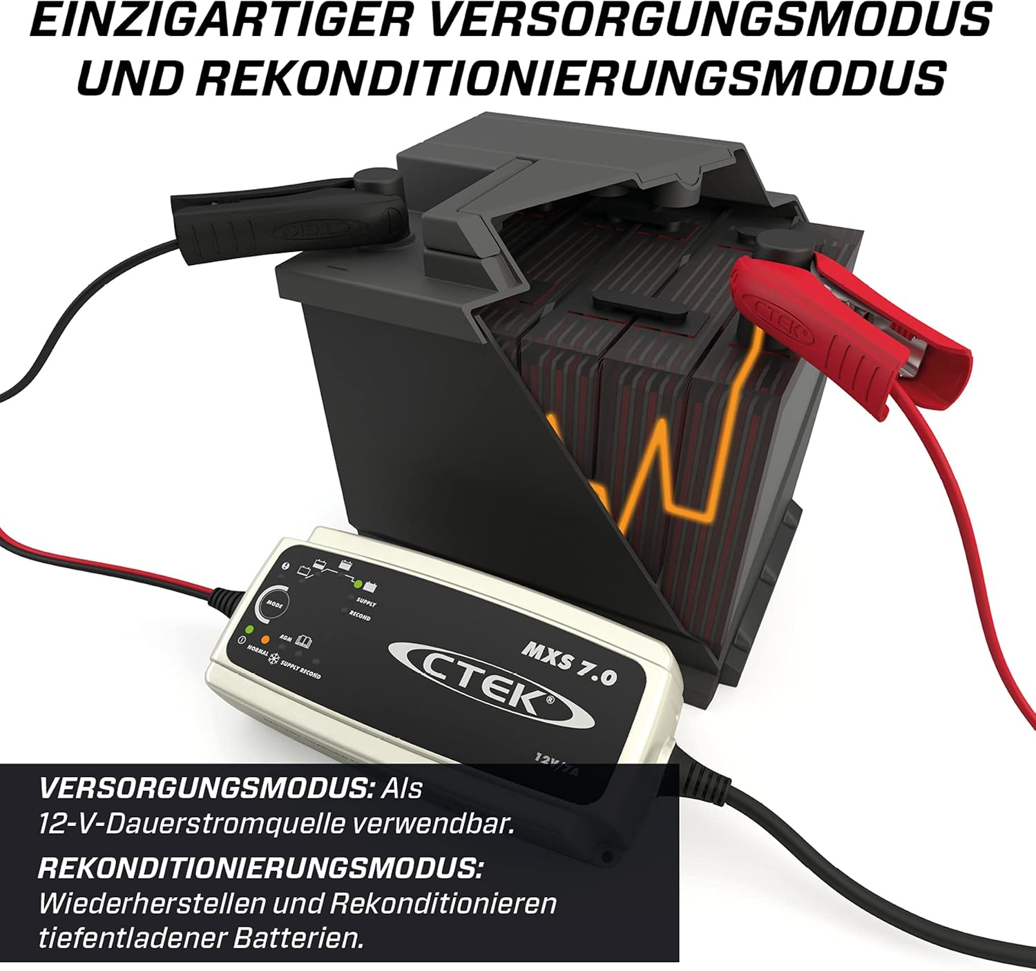 CTEK MXS 7.0, Batterieladegerät 12V Für Größere Fahrzeugbatterien, Batterieladegerät Boot, LKW, Wohnwagen, Wohnmobil Ladegerät, Versorgungsfunktion, Rekonditionierungsmodus Und Winterprogramm