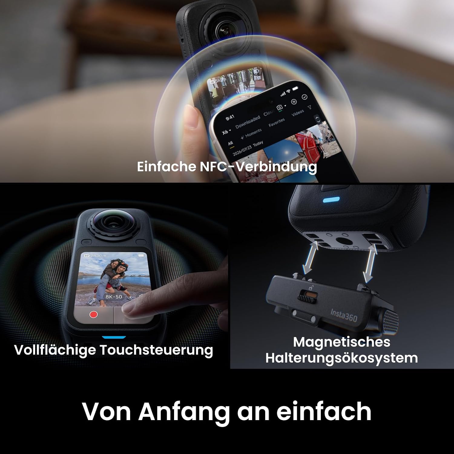 Insta360 X6 Essentials Bundle - 8K 360 Degree Camera with 1/1.1" Sensors