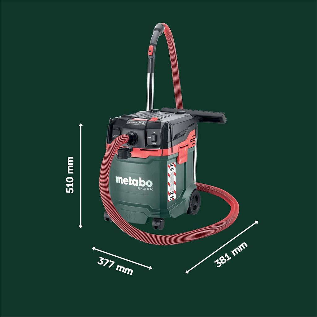 metabo ASA 30 H PC All-Purpose Vacuum Cleaner, Wet/Dry Vacuum Cleaner, Dust Class H, 1200 W