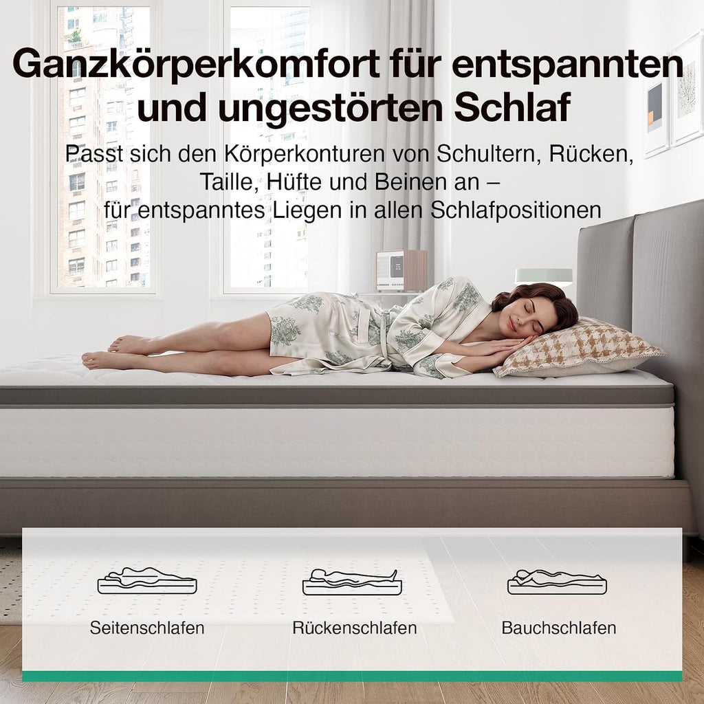 Novilla Matratze 140x200 cm 25 cm Höhe H3 mittelfest 7 Zonen Hybridmatratze