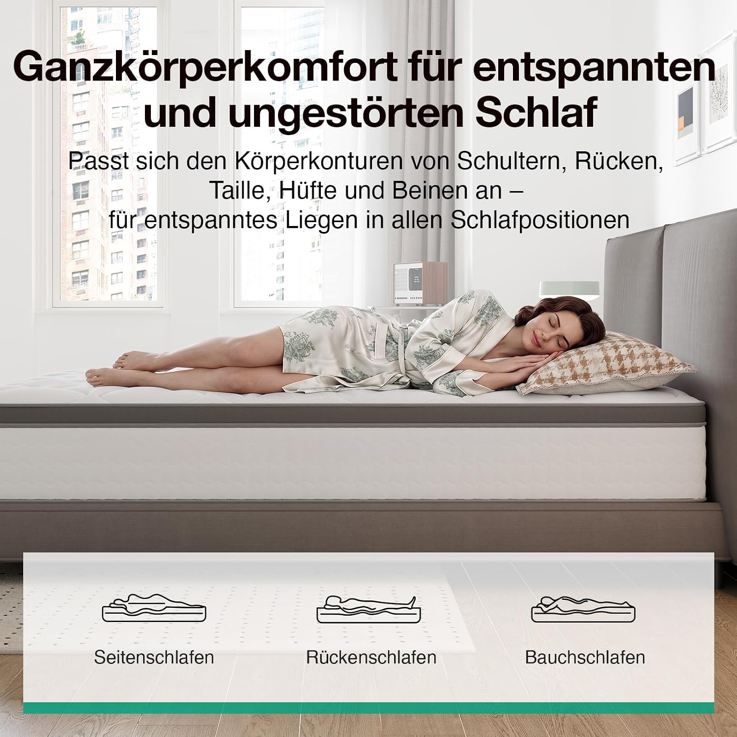Novilla Matratze 140x200 cm 25 cm Höhe H3 mittelfest 7 Zonen Hybridmatratze