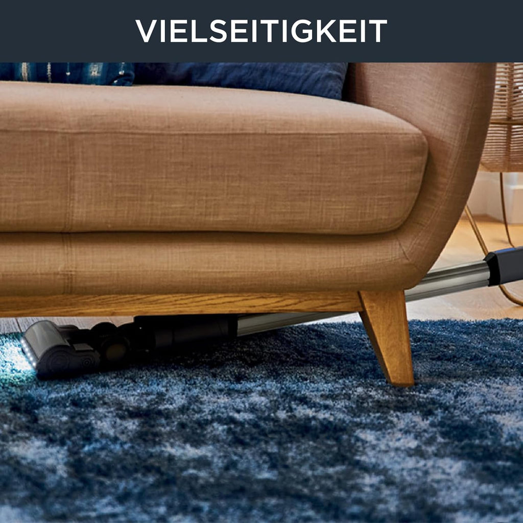 Rowenta X-Pert 3.60 kabelloser Akku-Stabstaubsauger, 45 Minuten Laufzeit, Lithium-Ionen-Akku, einfacher Zugang vom Boden bis zur Decke, Hochleistungs-Saugkopf mit LED-Licht, grau-blau, RH6921