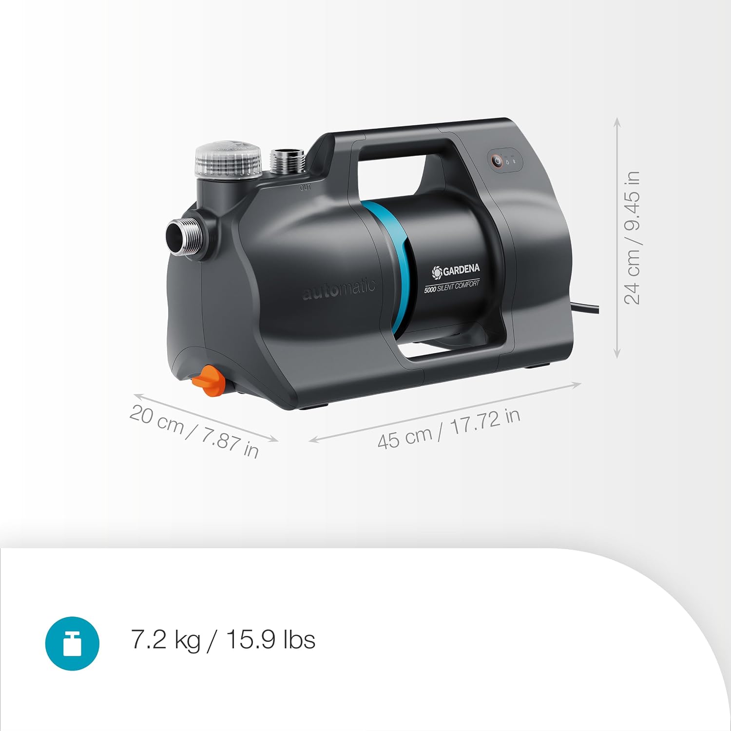 Gardena Haus- & Gartenautomat 5000 SilentComfort Pumpen: App-Steuerung*, 36% weniger Stromverbrauch**, Silent Technologie, Regen- und UV-geschütztes Gehäuse (09072-20)