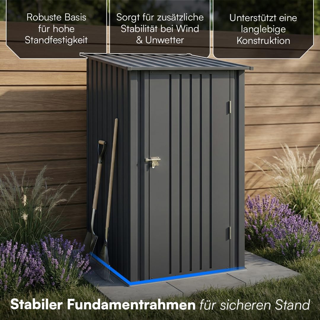 STEELSØN Timir Gerätehaus Metall, Anthrazit, Gartenhaus mit Pultdach
