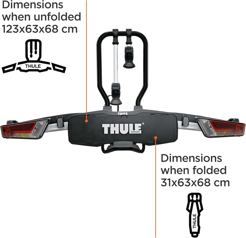 THULE 933B EasyFold XT 2bc. Schwarz (13-polig), ohne Beutel für Fahrradträger/Stangen, Sport, Mehrfarbig (Mehrfarbig),