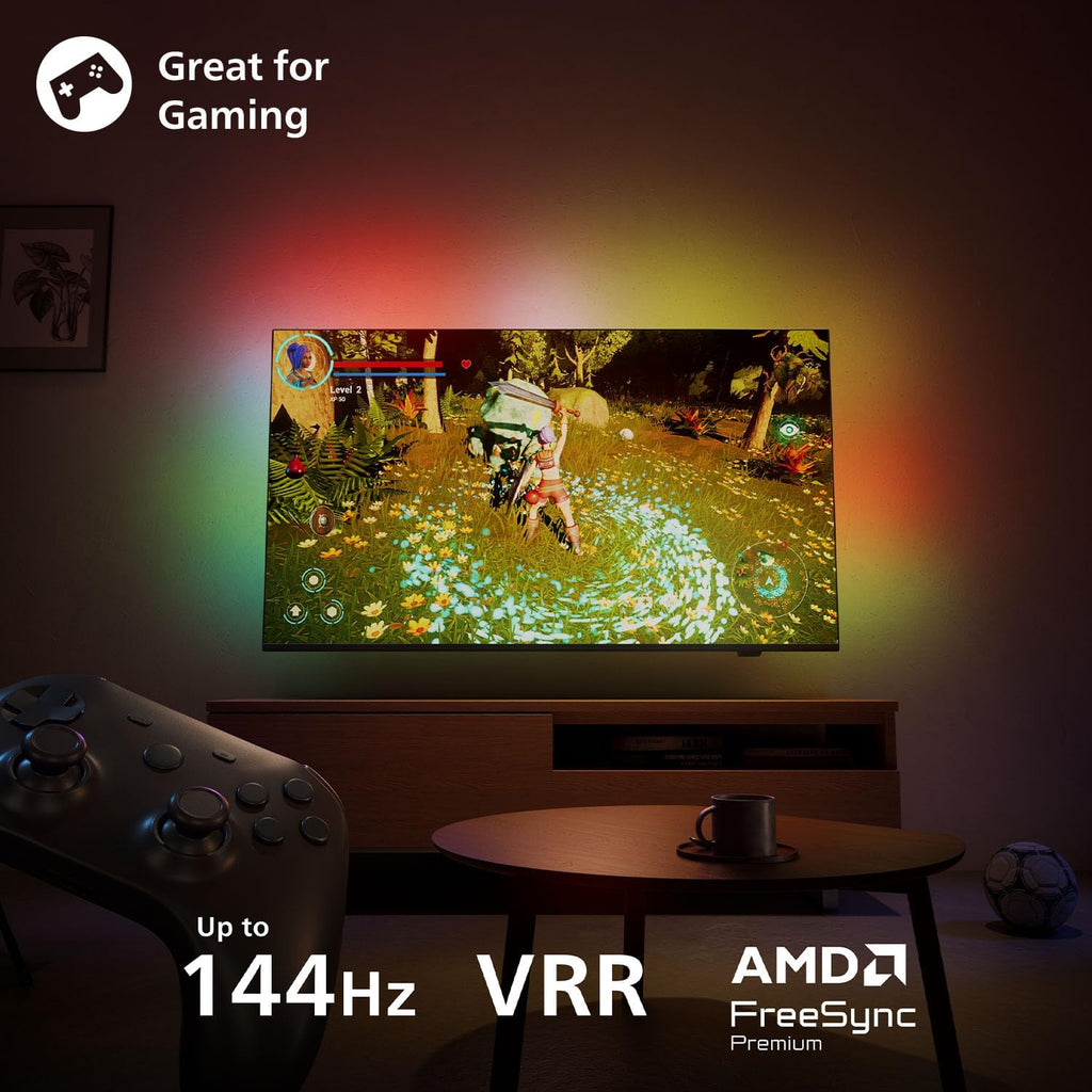 PHILIPS Ambilight 55MLED910 Mini LED 4K Smart TV - 55 Zoll Display mit P5 Perfect Picture Engine Ultra HD, Titan OS, Dolby Vision Und Dolby Atmos Sound