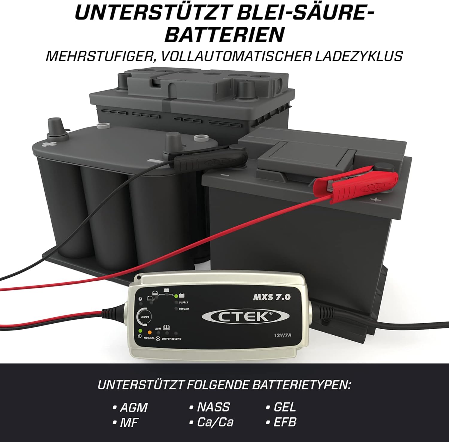 CTEK MXS 7.0, Batterieladegerät 12V Für Größere Fahrzeugbatterien, Batterieladegerät Boot, LKW, Wohnwagen, Wohnmobil Ladegerät, Versorgungsfunktion, Rekonditionierungsmodus Und Winterprogramm