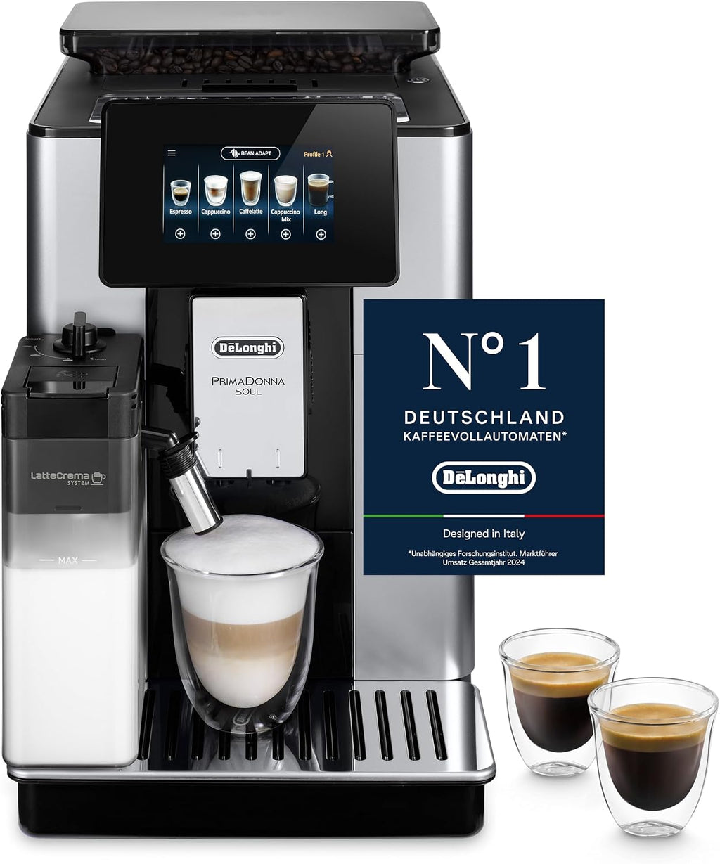 De'Longhi PrimaDonna Soul - Kaffeevollautomat 18 Getränke Silber-Schwarz