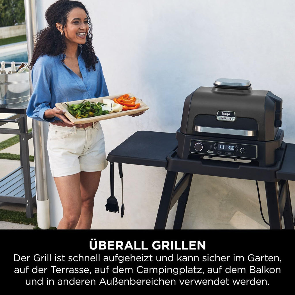 Ninja Woodfire Pro XL Elektrogrill, Holzfeuer-Pellets, wetterfest, OG850EU
