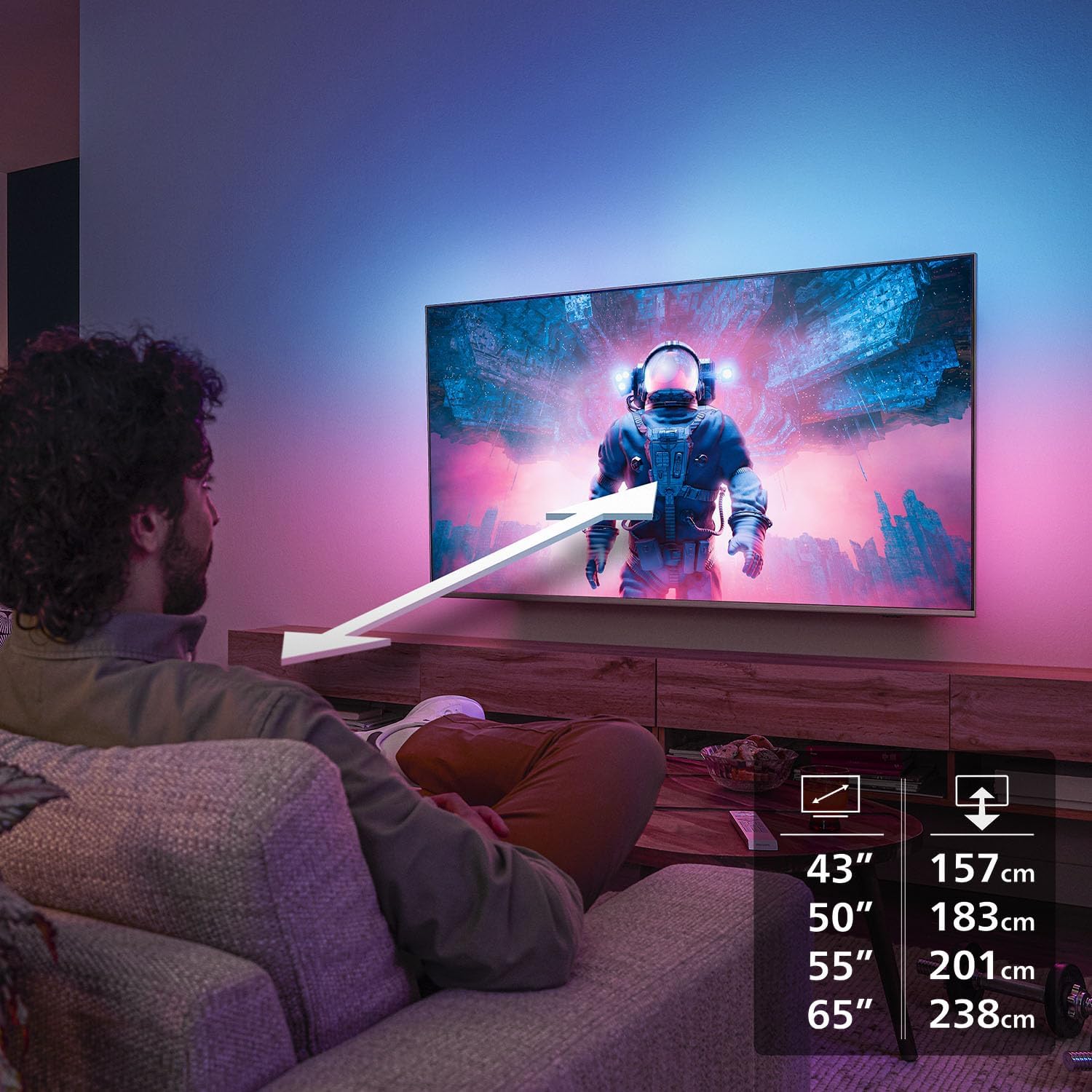 PHILIPS Ambilight 'The One' 50PUS9000 4K QLED Smart TV - 50 Zoll Display mit P5 Perfect Picture Engine Ultra HD, Titan OS, Dolby Vision und Dolby Atmos Sound