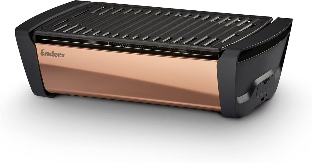 Enders Aurora Mirror raucharmer Tischgrill, mit Guss-Rost, Holzkohlegrill, kleiner Grill, Balkon-Grill, Picknick-Grill, Camping-Grill, Grill mit Belüftung, copper #1368