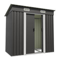 Devoko Metall Geräteschuppen 196x122x182cm mit Fundament, 4.2m³ Gerätehaus mit Oberlichte und Pultdach, Outdoor, Wetterfest, Fahrradschuppen, Gartenhaus für Terrasse, Rasen, Anthrazit