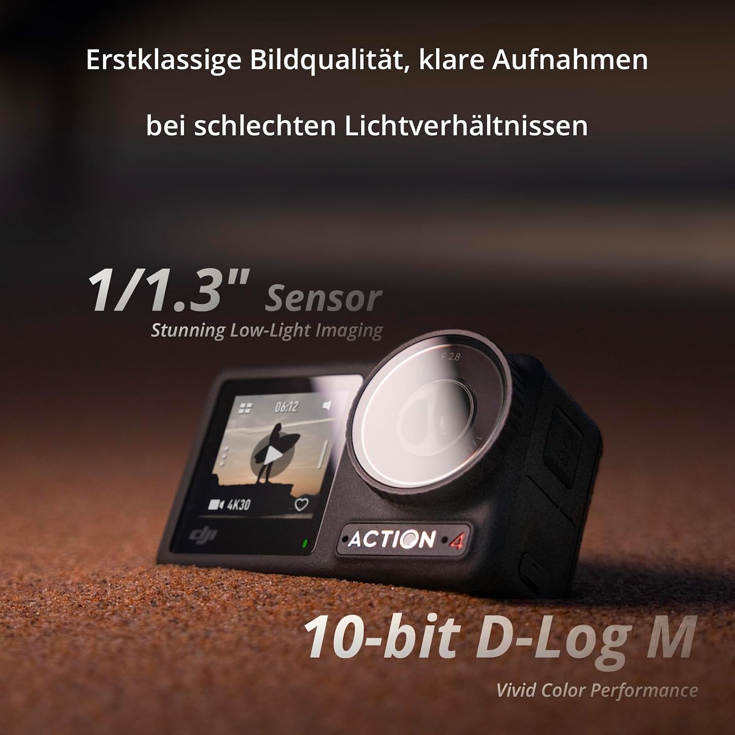 DJI Osmo Action 4 Standard Combo, 4K/120fps Action Camera | Waterproof, 1/1.3 inch sensor, low light recording, 10-bit and D-log M colour performance, durable 1770 mAh battery
