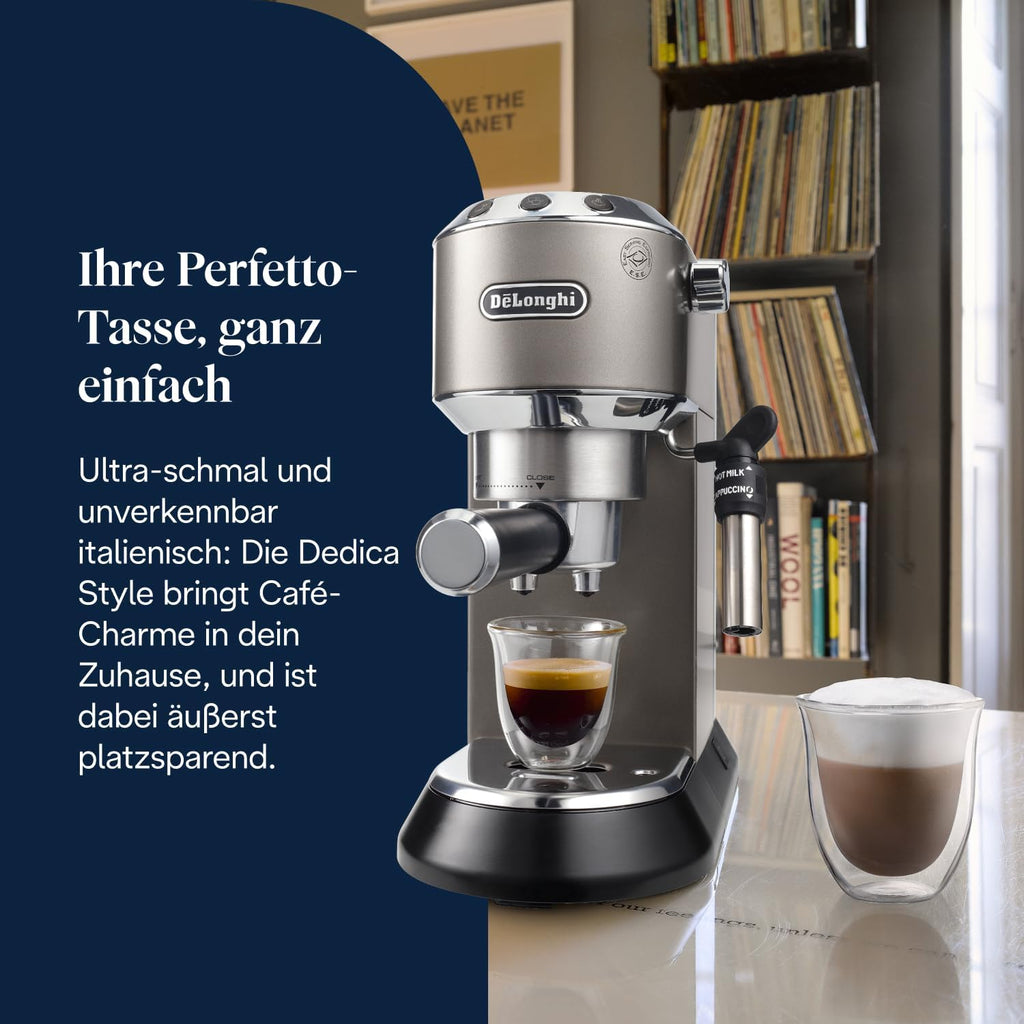 De'Longhi Dedica Style - Espressomaschine mit Manuellem Milchaufschäumer
