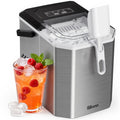 Silonn Ice Cube Machine with Handle Ice Cube Basket - Portable & Self-Cleaning, Mini Ice Maker 9 Ice Cubes / 6 Minutes 12 kg/day, Easy to Remove Ice Cubes and Use Anywhere