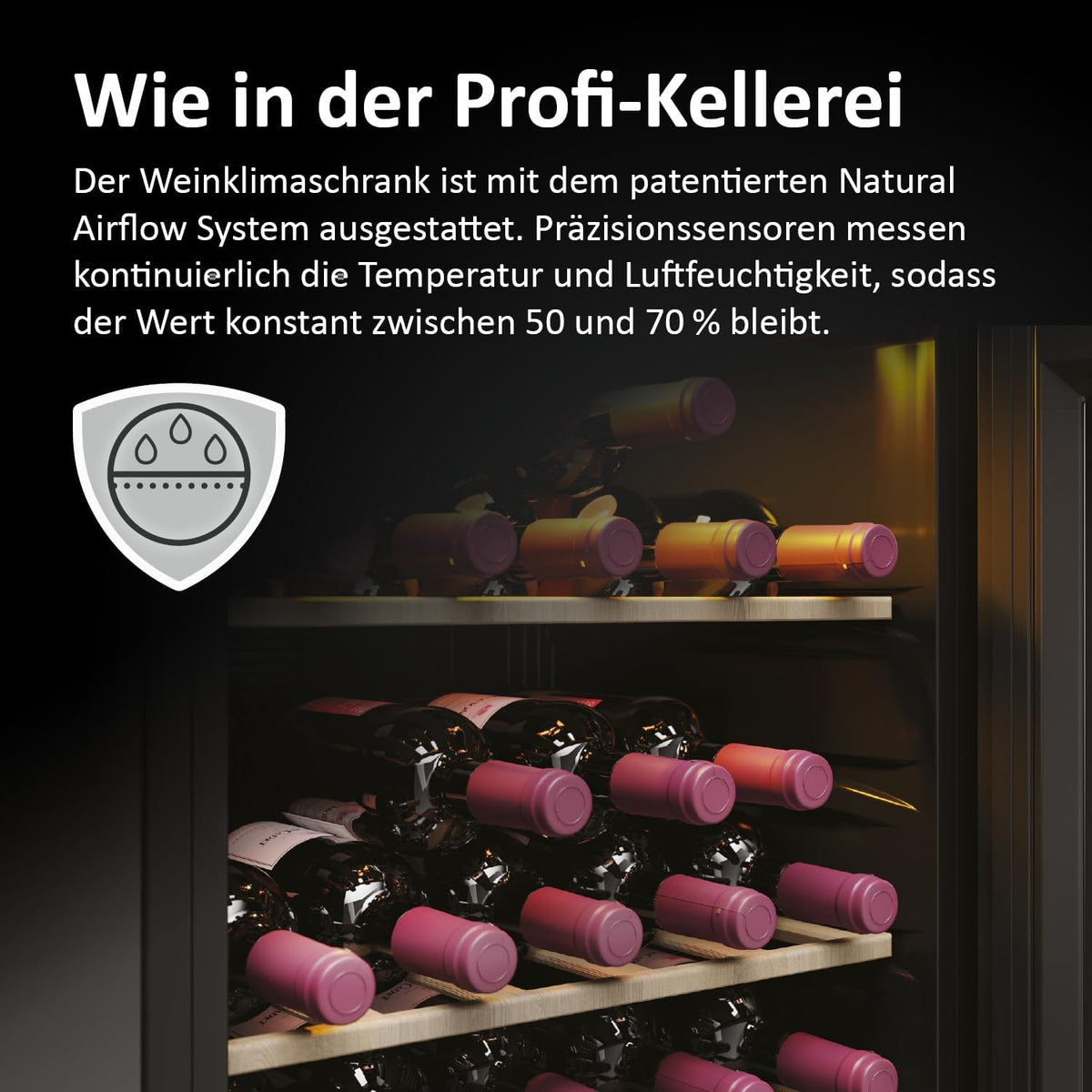 Haier HWS34GGH1 Series 3 Wine Fridge | For 34 bottles, modern wine fridge with UV glass door and 5 wooden shelves, wine cooler with Wi-Fi and touch display