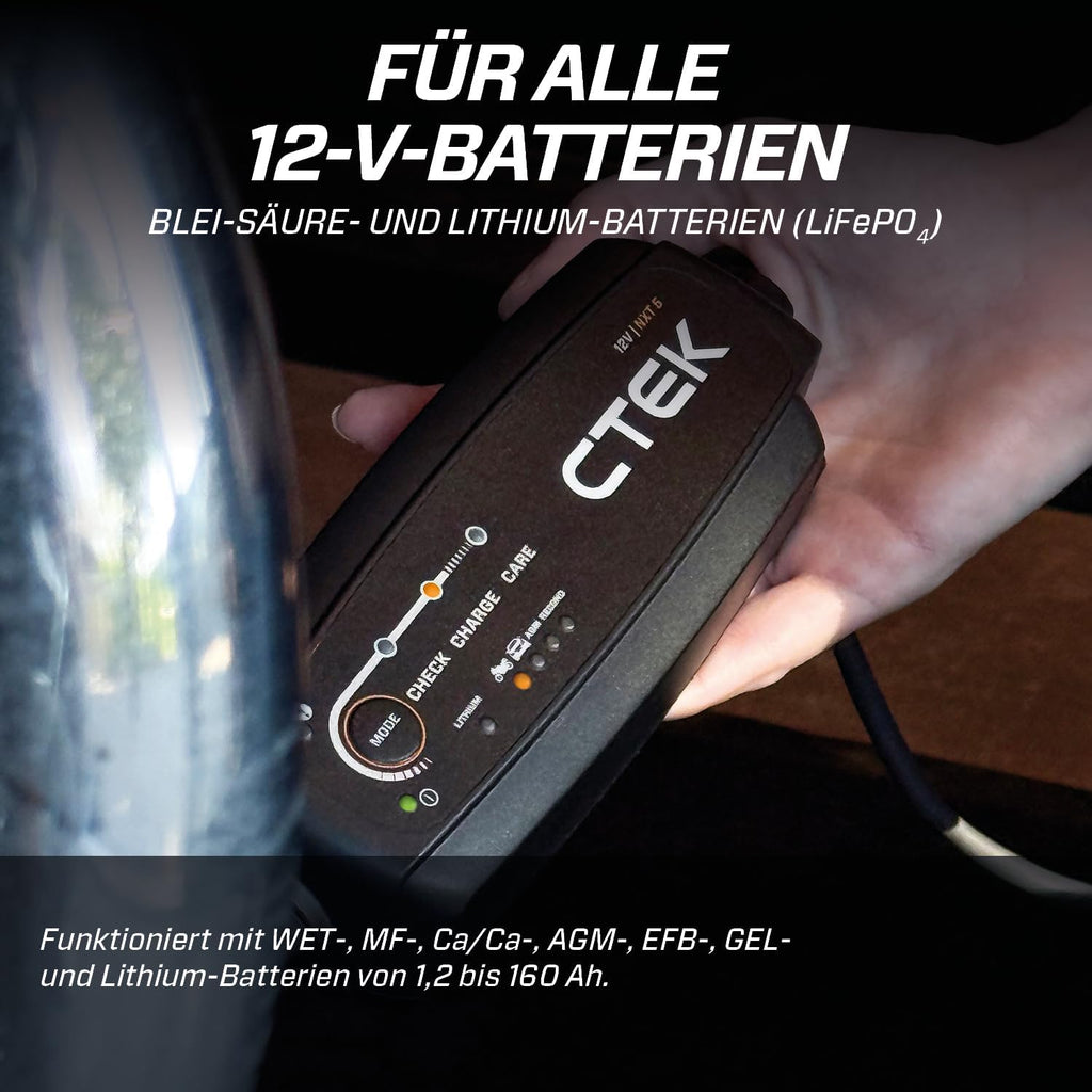 CTEK 40-659 Batterieladegerät 12V 5A – LiFePO4 & Blei, Desulfatierung, AGM, Temperaturkompensation