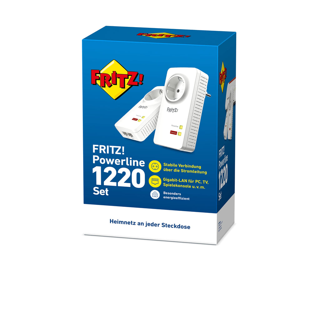 FRITZ!Powerline 1220 Set – 1.200 MBit/s mit 2x Gigabit-LAN pro Adaptero