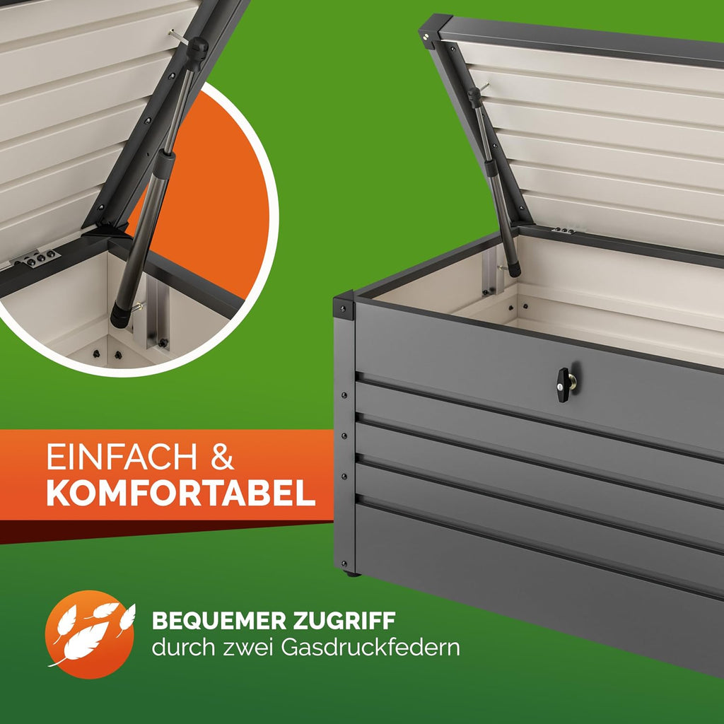 Gardebruk Gartenbox verschließbar, aus Metall, 385L, inkl. Handschuhe