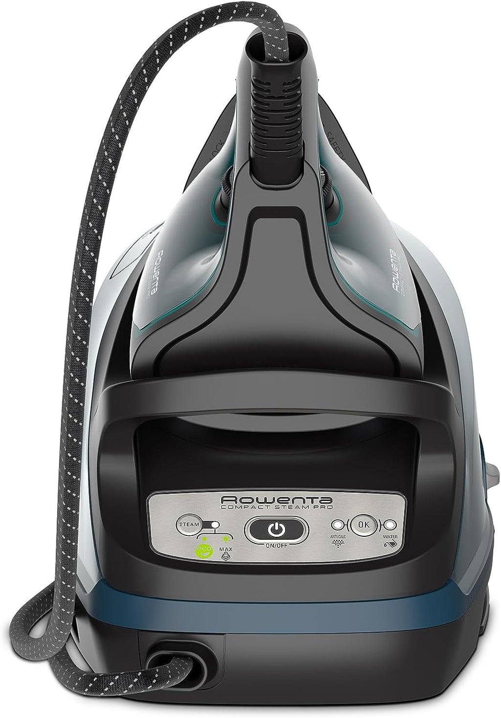 Rowenta Compact Steam Pro Dampfbügelstation, 6,2 Bar Hochdruckdampf, 310 G/Min Dampfstoß, 1,1 l Wassertank, kompaktes Design, effizienter Kalkkollektor, Kunststoff, X-Large, Blau/Schwarz, DG7621