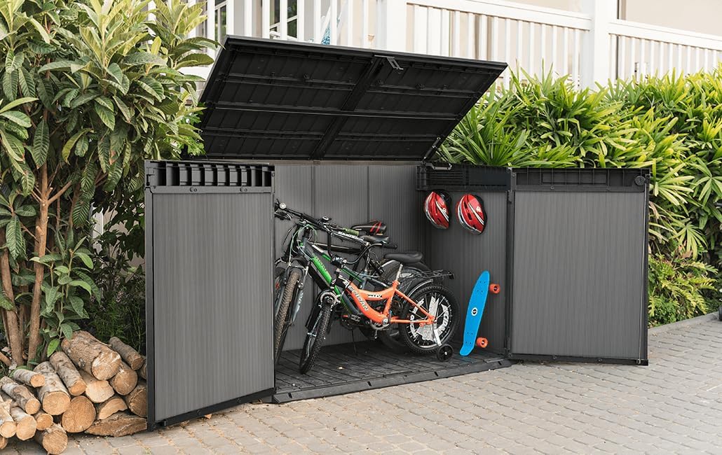 Keterbox Premier Jumbo, 2020l Fassungsvermögen, Außenmaße (BxHxT): 190,5 x 132 x 109 cm, passend für 3X 240l oder 2X 360l Mülltonnen, wetterfest, wasserdicht, mehrfarbig, Kunststoff