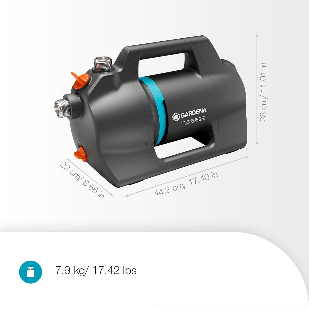 Gardena Gartenpumpe 5400 Silent Pumpen: 26% mehr Wasserdurchfluss bei gleichem Energieverbrauch im Vergleich zum Vorgänger-Modell*, Leise im Betrieb (09086-20)