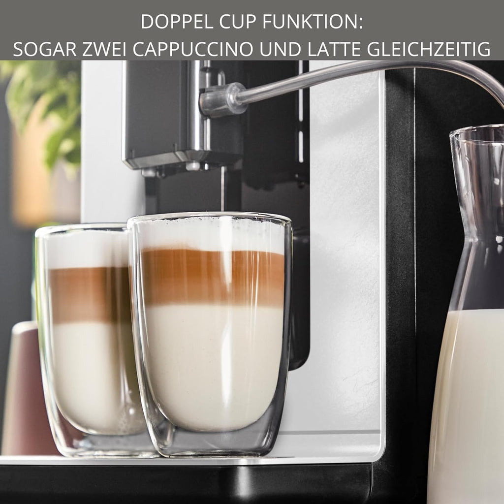 KRUPS Evidence ECOdesign Kaffeevollautomat mit Milchschlauch, 7 Getränkeoptionen, 2-Tassen-Funktion, Recyceltes Material, Kaffeemaschinemit Bedienfeld, Weiß/Schiefer, EA897A10