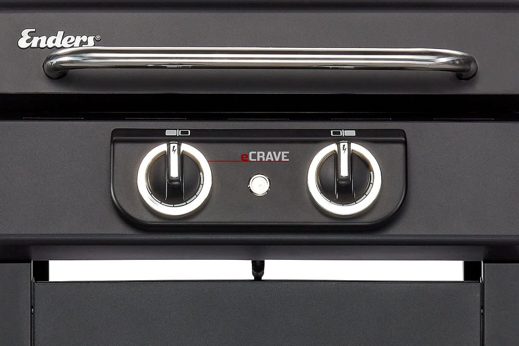 Enders® Elektrogrill eCRAVE 2, mit Gussrost, Grillwagen mit viel Stauraum, SIMPLE CLEAN™ Reinigungssystem, 2 leistungsstarke Heizelemente, formstabile Garhaube mit integriertem Thermometer #97116